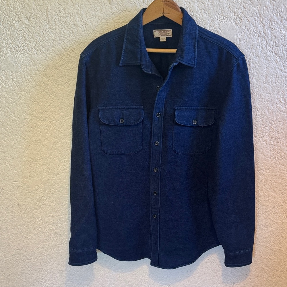 Wallace & Barnes Navy Shirt Jacket with Chest Pockets